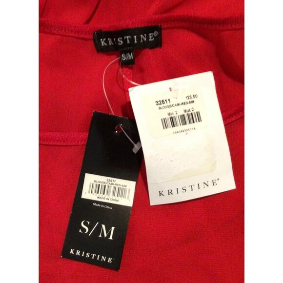 KRISTINE Women’s Red Polyester Blouse Cami Top Size S/M NWT Casual Tops - Picture 2 of 3